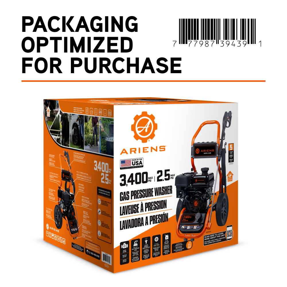 Ariens 3400PSI 2.5GPM Pressure Washer - AE3475AX