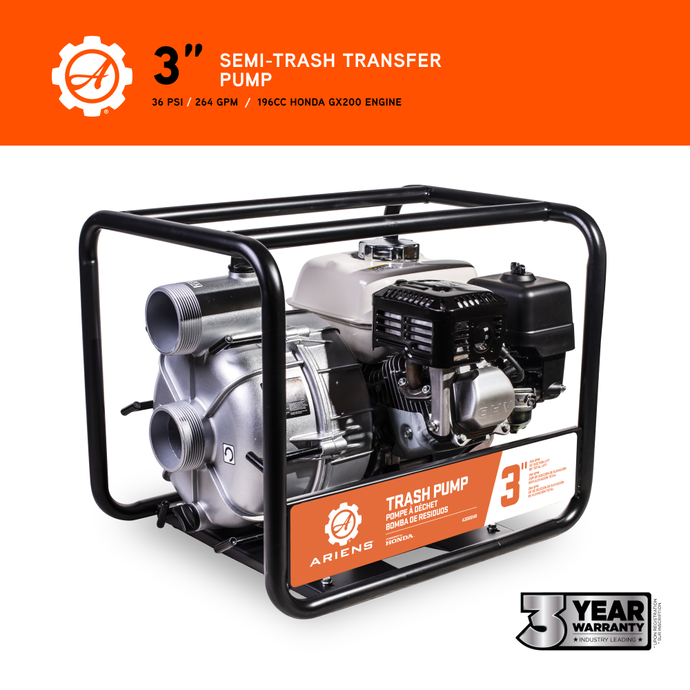 Ariens 3" 36PSI 264GPM Trash Pump - A3065HR