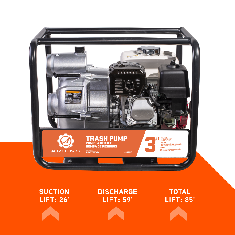 Ariens 3" 36PSI 264GPM Trash Pump - A3065HR