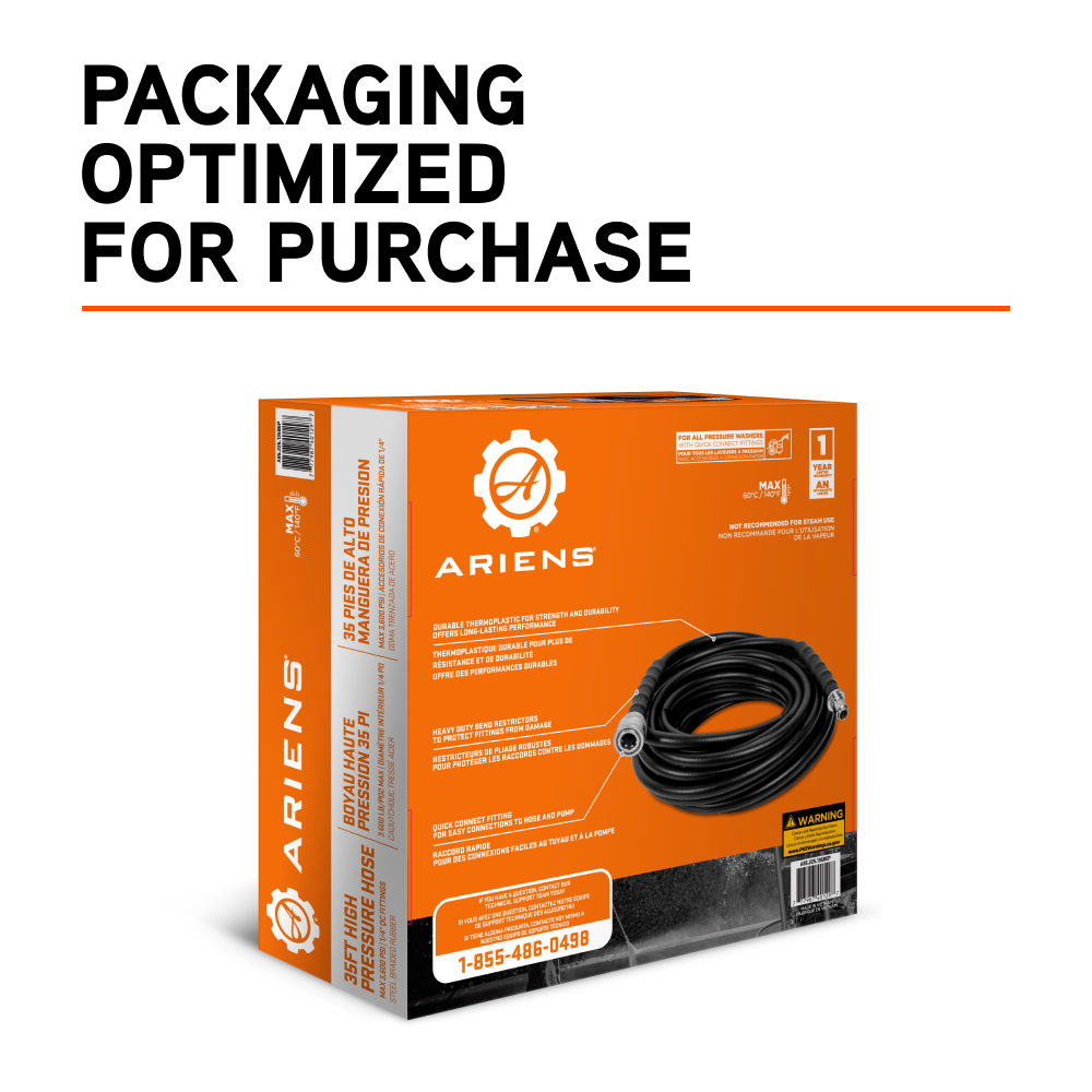 Ariens 1/4" 35' Pressure Washer Hose - A85.225.135