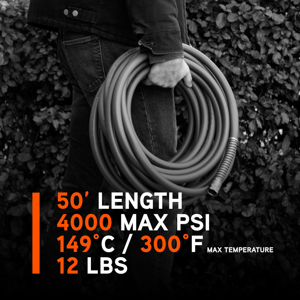 Ariens 3/8" 50' Pressure Washer Grey Hose - A85.238.155