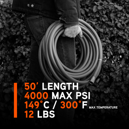 Ariens 3/8" 50' Pressure Washer Grey Hose - A85.238.155