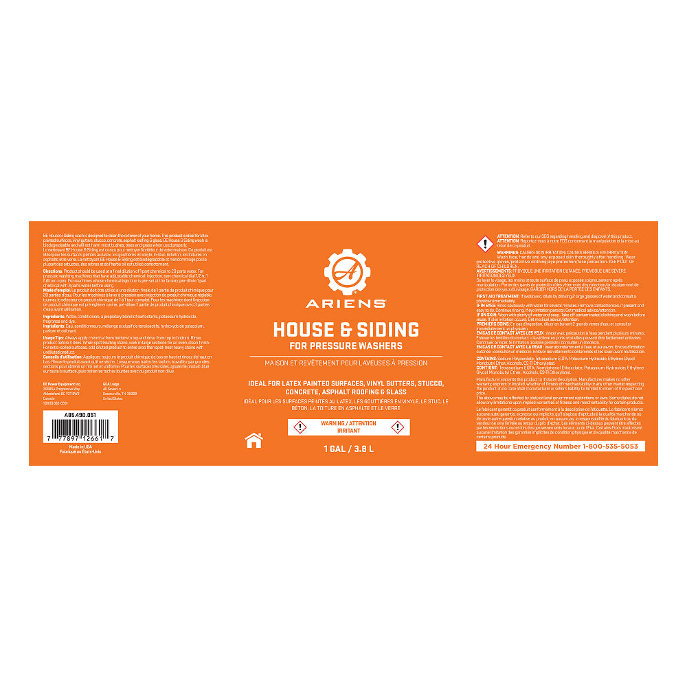 Ariens House & Siding Pressure Washing Detergent - A85.490.051