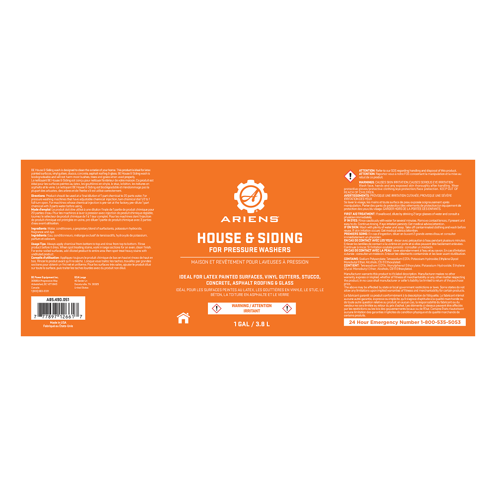 Ariens House & Siding Pressure Washing Detergent - A85.490.051