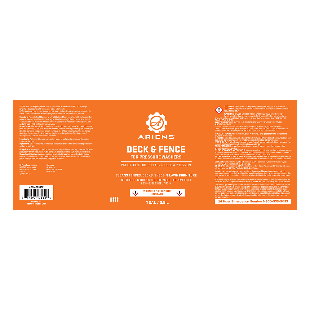 Ariens Deck & Fence Pressure Washing Detergent - A85.490.052
